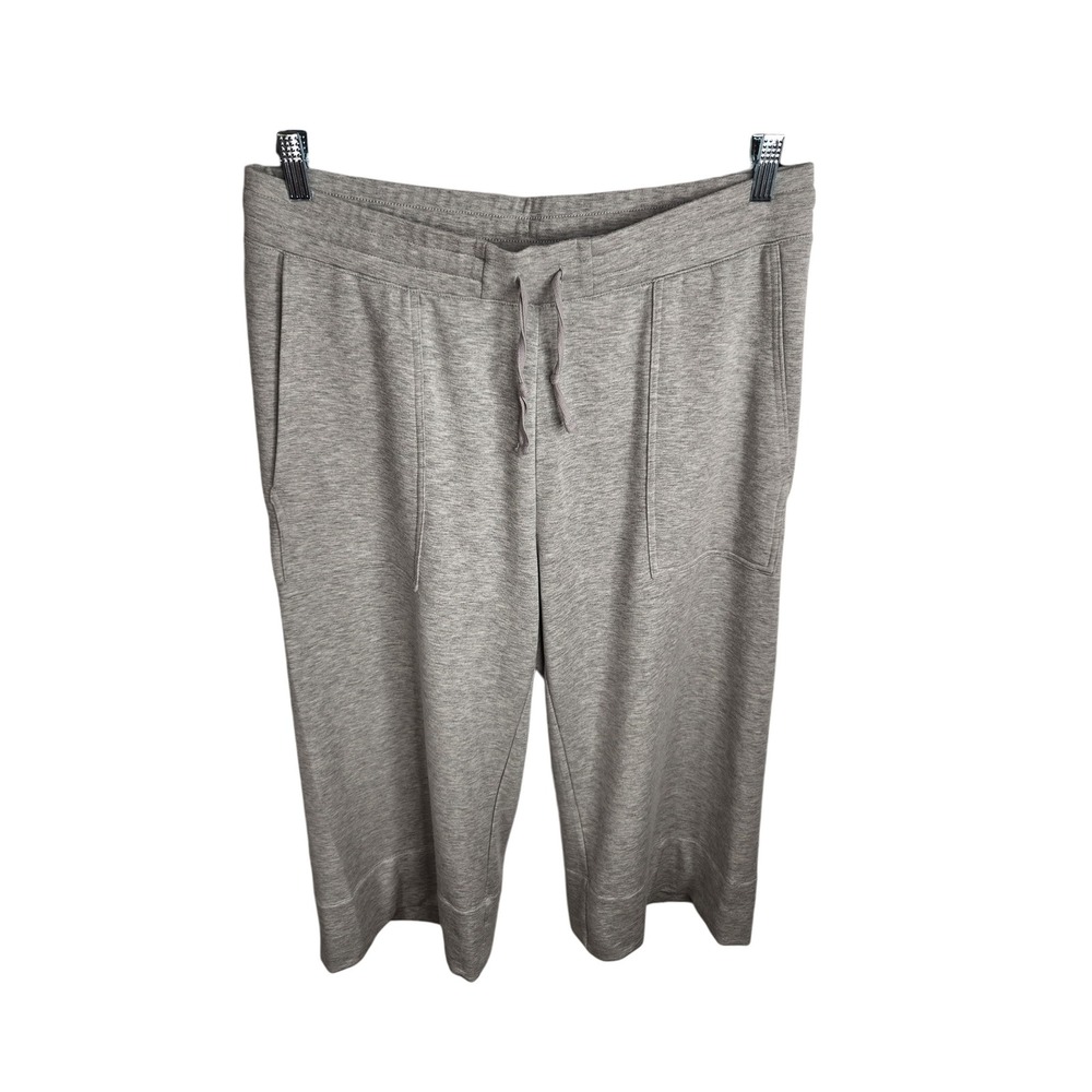 Quince Cropped Wide Leg Pants Women 1X Heather Grey SuperSoft Fleece Drawstring